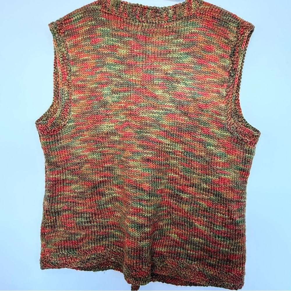 Multicolor Hand-Knit V-Neck Button Vest - Picture 7 of 11
